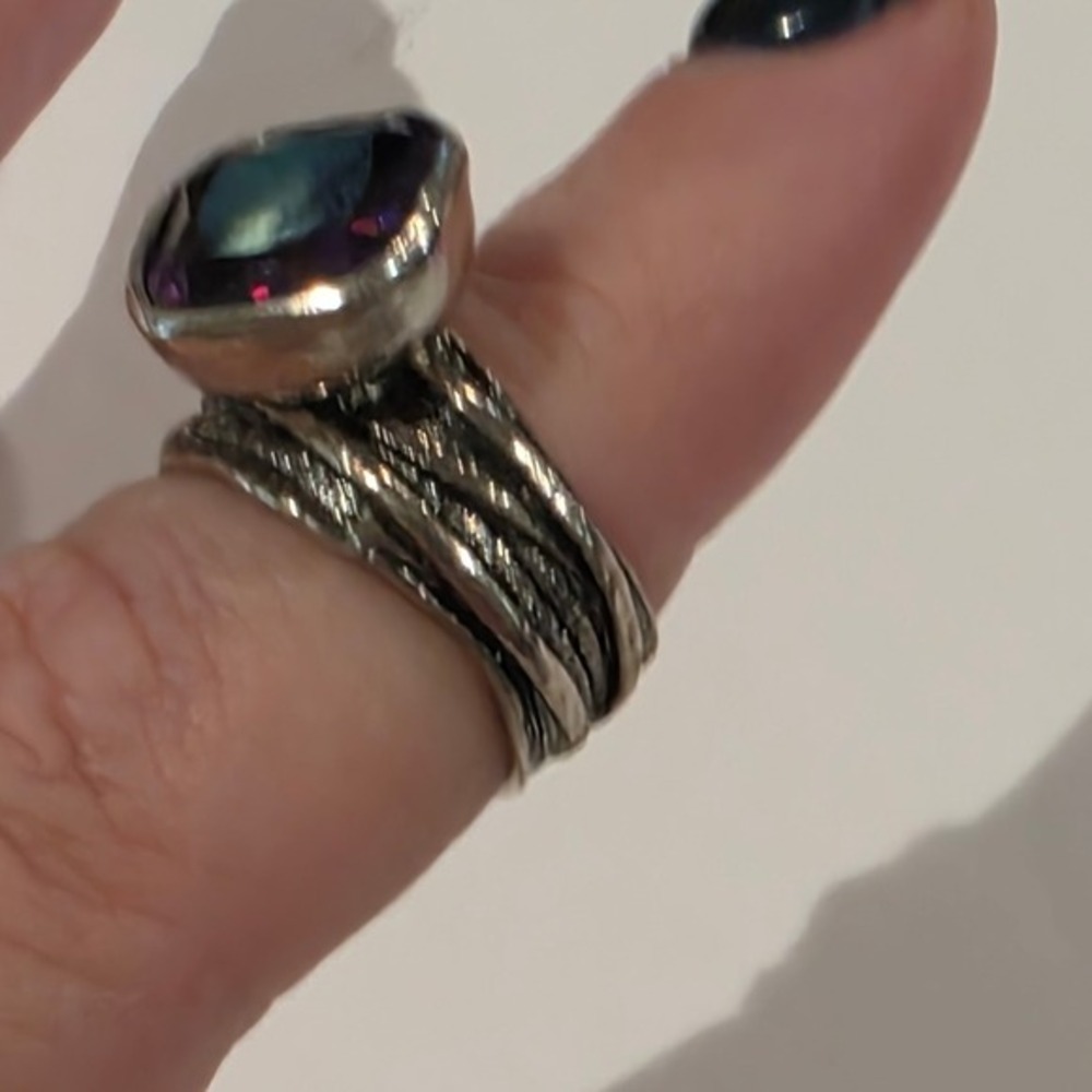 Silpada Sterling Silver Purple CZ "Gladiator" Glam Ring R2757 Size 7 - Picture 4 of 9